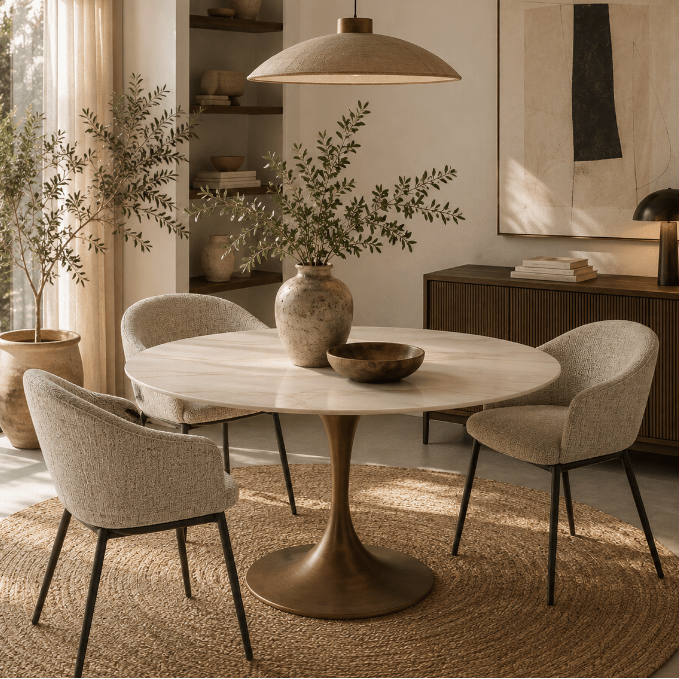 Mesa de comedor Tuli cobre piedra sinterizada - Vintahome