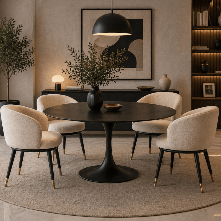 Mesa de comedor Tuli negra piedra sinterizada - Vintahome