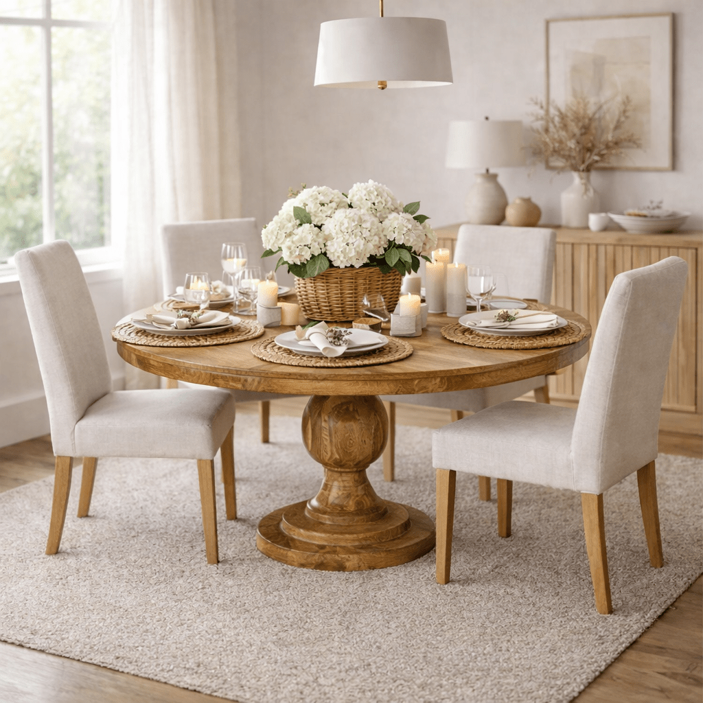 Mesa redonda Lía 150 cm en madera de mango maciza - Vintahome