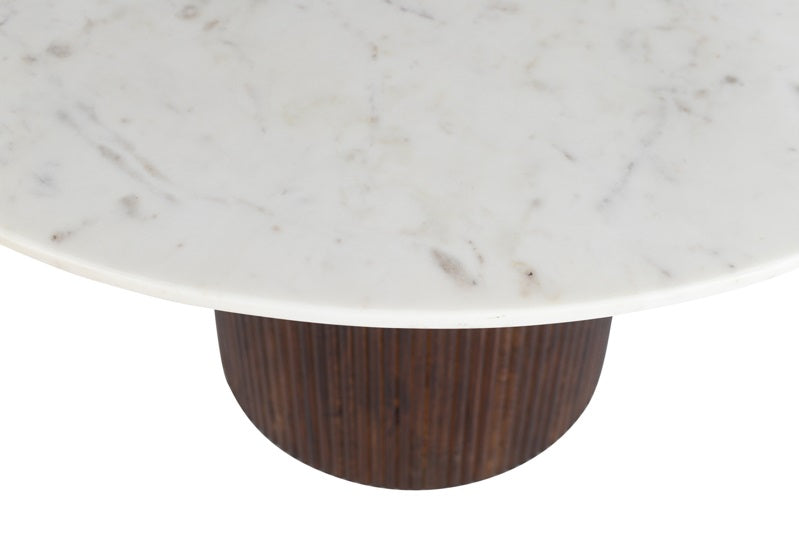 Table à manger ronde en marbre et manguier Zahara
