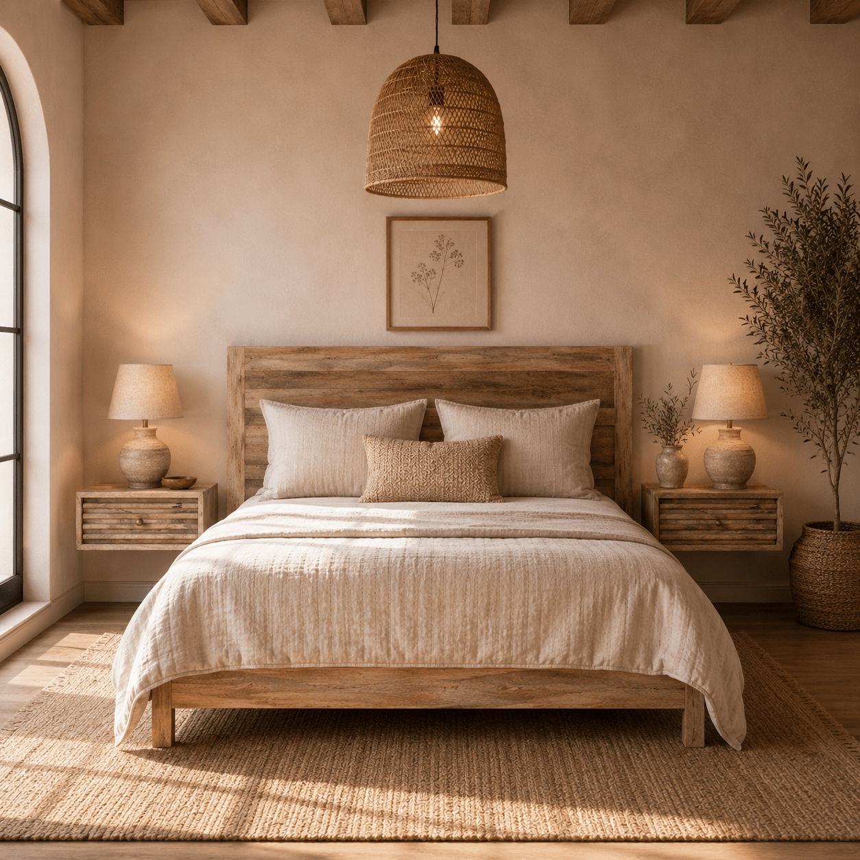 Mesilla de noche Arlet de madera de mango natural 45 cm - Vintahome
