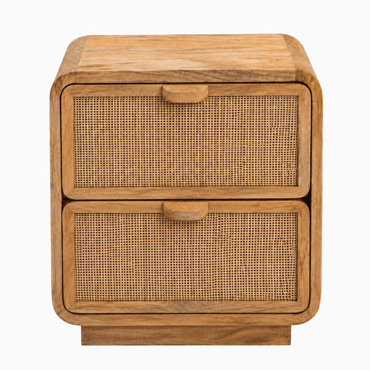 Mesilla de noche Liora de madera de mango y yute natural - Vintahome