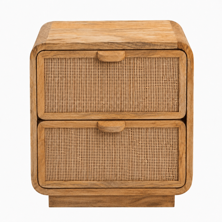 Mesilla de noche Liora de madera de mango y yute natural - Vintahome