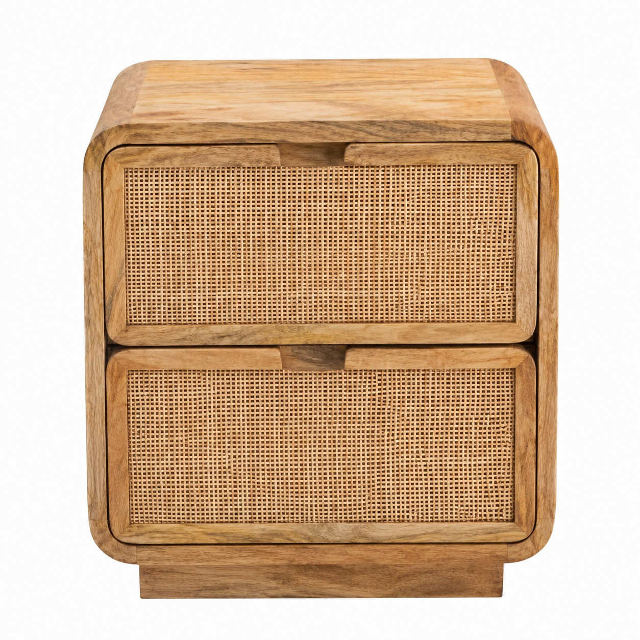 Mesilla Liora fabricada en madera de mango natural con dos cajones de yute.