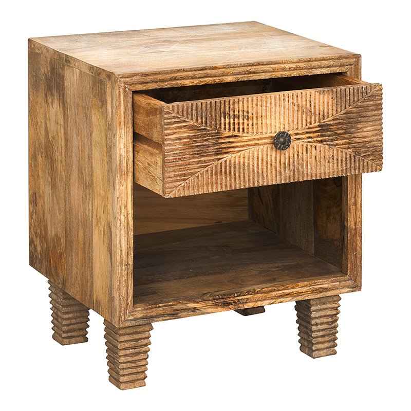 Mesa de cabeceira Lumier de madeira de mangueira