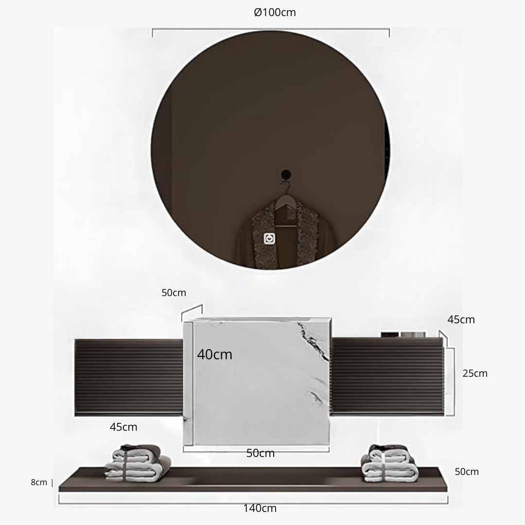 Mueble de baño 2 cajones y lavabo con espejo Led Mimo 140 cm - Vintahome