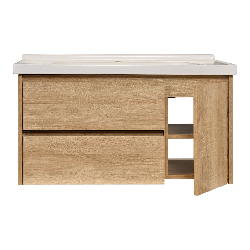 Mueble de baño 2 cajones y puerta con lavabo y espejo led 80x60 Kosmos - Vintahome