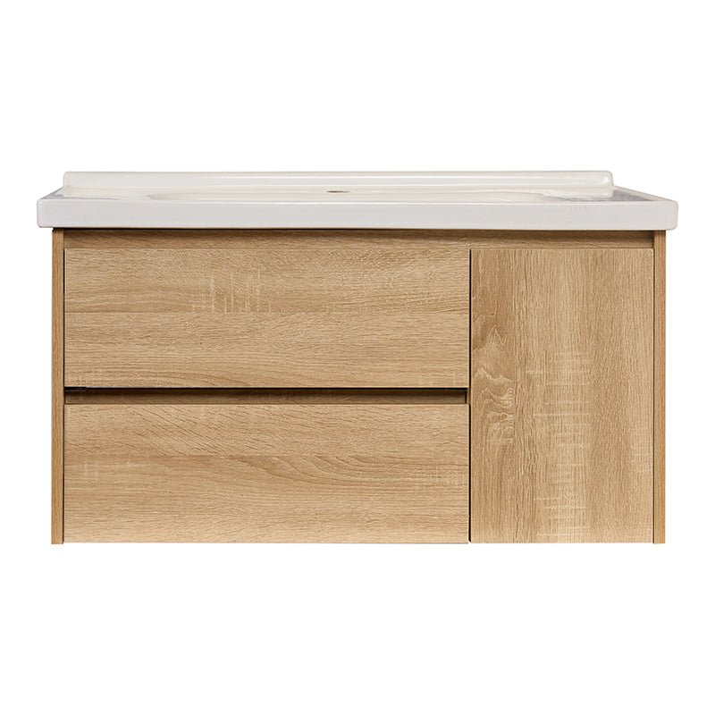 Mueble de baño 2 cajones y puerta con lavabo y espejo led 80x60 Kosmos - Vintahome