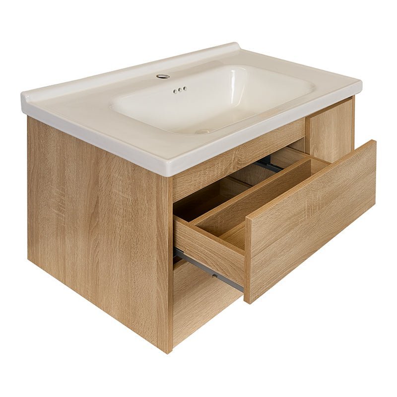 Mueble de baño 2 cajones y puerta con lavabo y espejo led 80x60 Kosmos - Vintahome