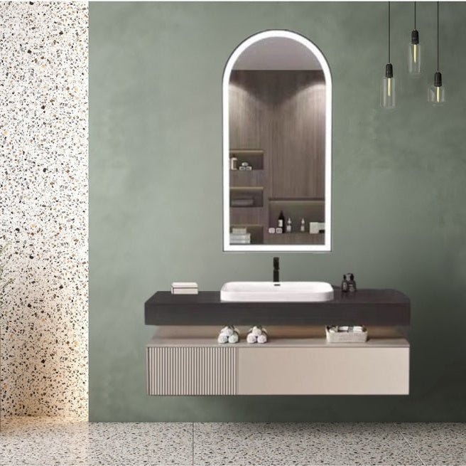 Mueble de baño 4 piezas madera y piedra sinterizada Munich 120 - Vintahome