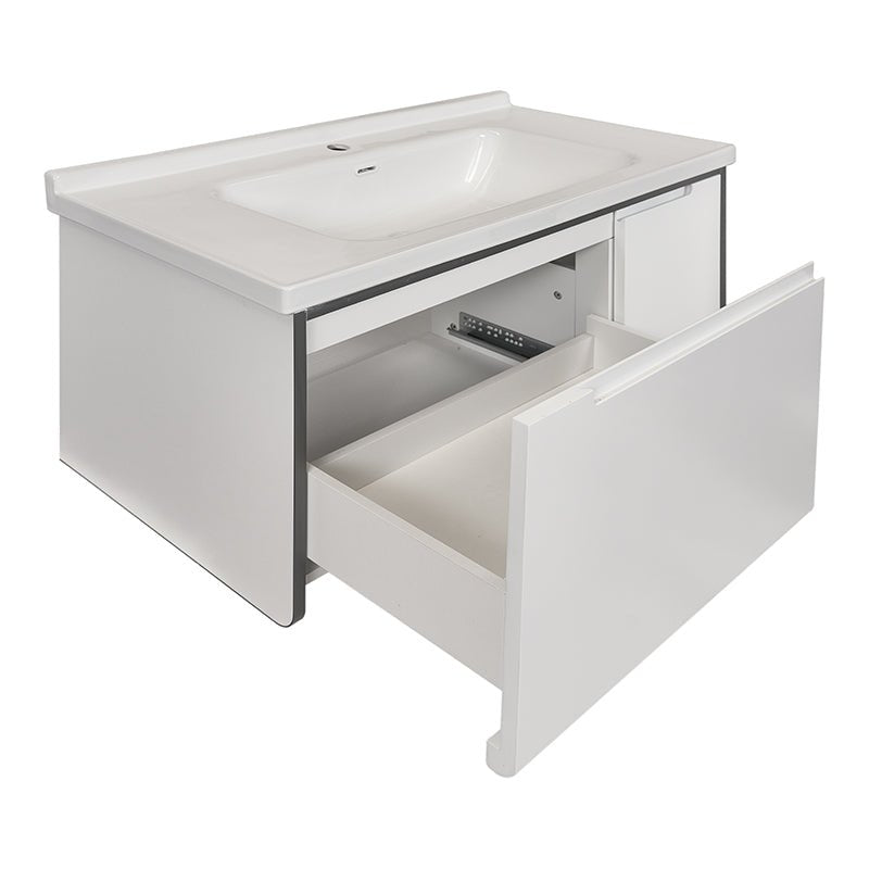Mueble de baño blanco con lavabo y espejo Led 100 cm Levis - Vintahome