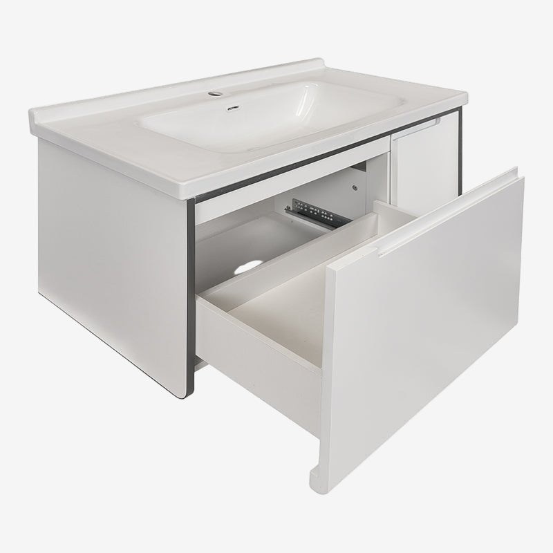 Weiße Badezimmermöbel mit Waschbecken und LED-Spiegel 100 cm Levis - Vintahome