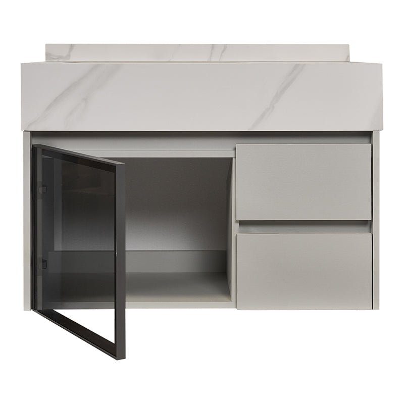 Mueble de baño con lavabo espejo led y armario 80 cm Mito - Vintahome