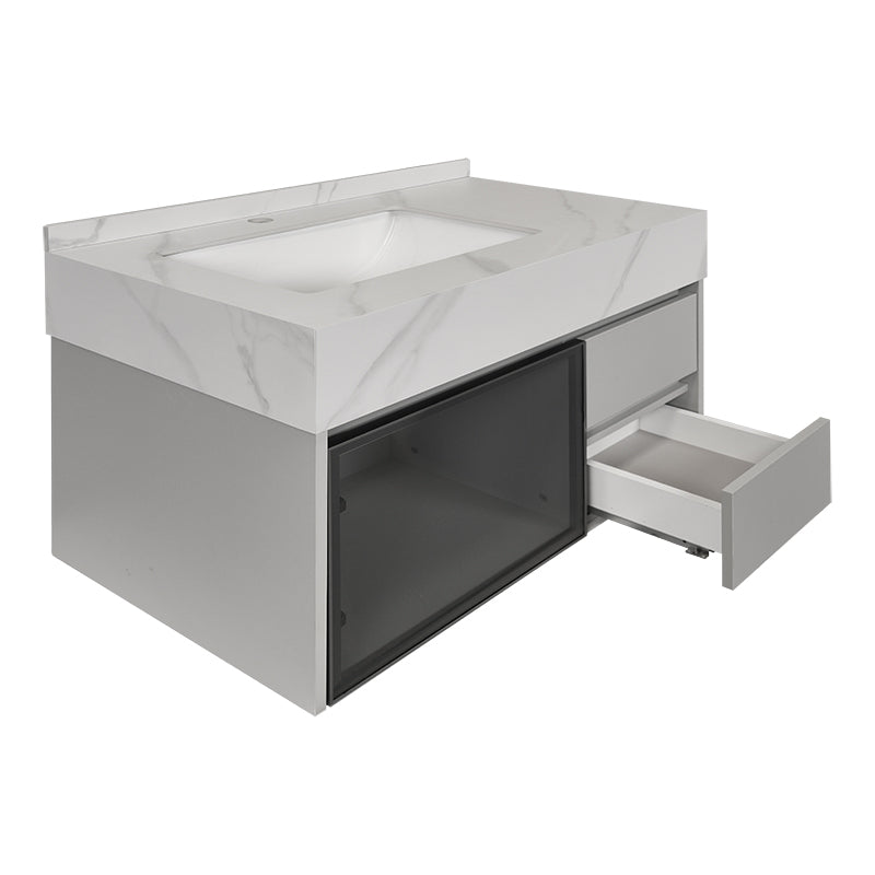 Mueble de baño con lavabo espejo led y armario 80 cm Mito - Vintahome