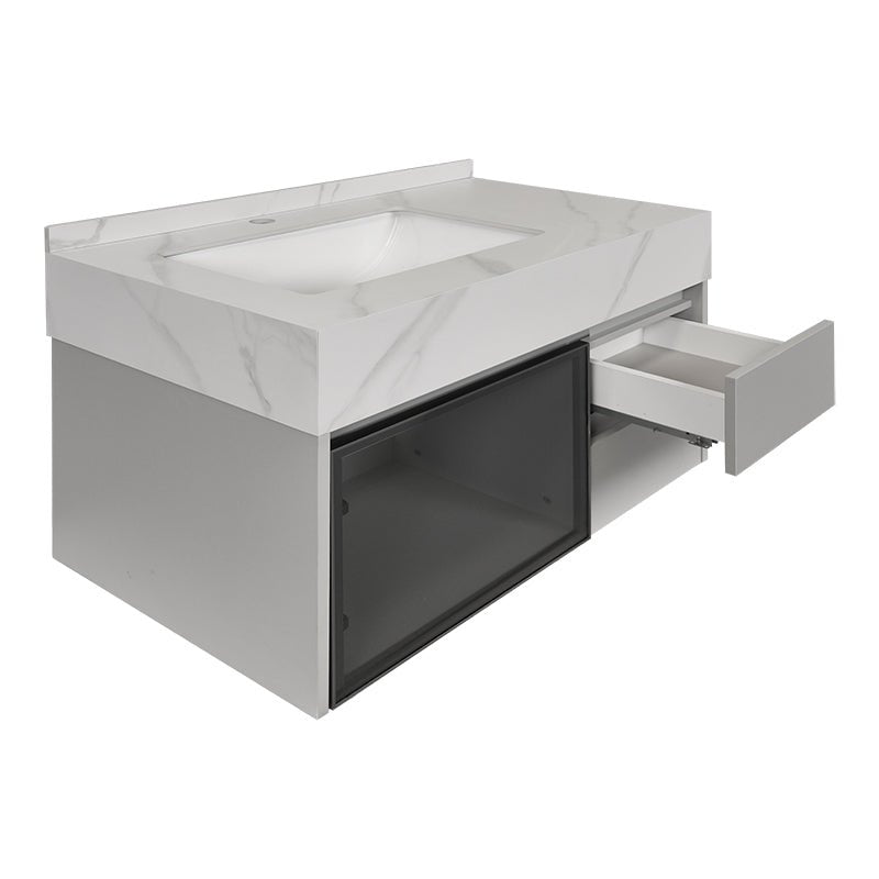 Mueble de baño con lavabo espejo led y armario 80 cm Mito - Vintahome