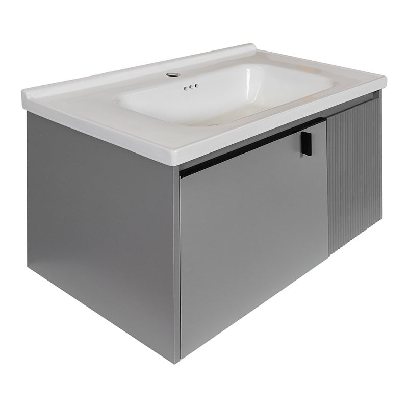 Mueble de baño con lavabo y mueble espejo 80 cm Carpio - Vintahome