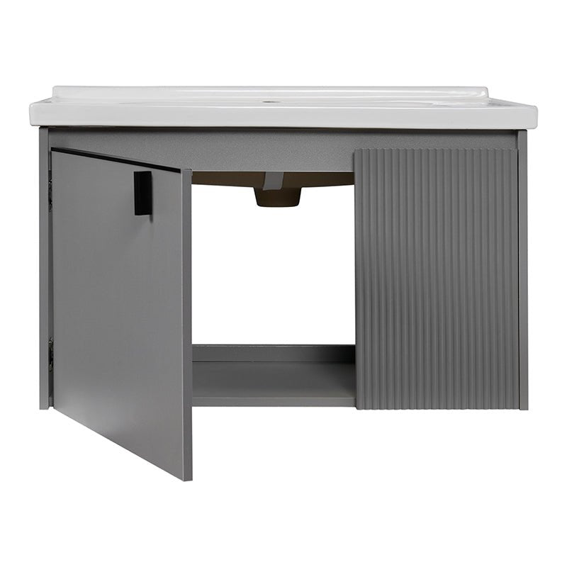 Mueble de baño con lavabo y mueble espejo 80 cm Carpio - Vintahome