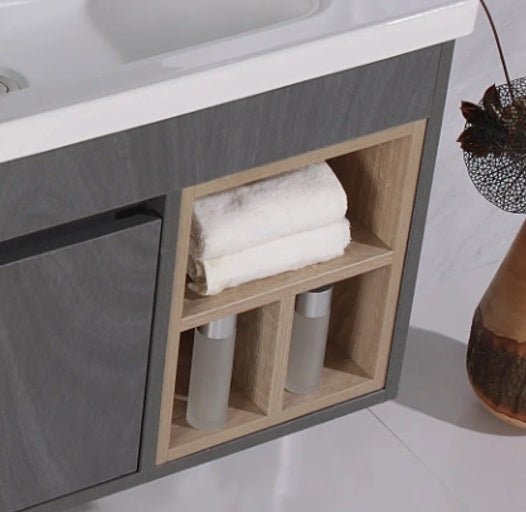 Mueble de baño con lavabo y mueble espejo 80 cm Linux - Vintahome