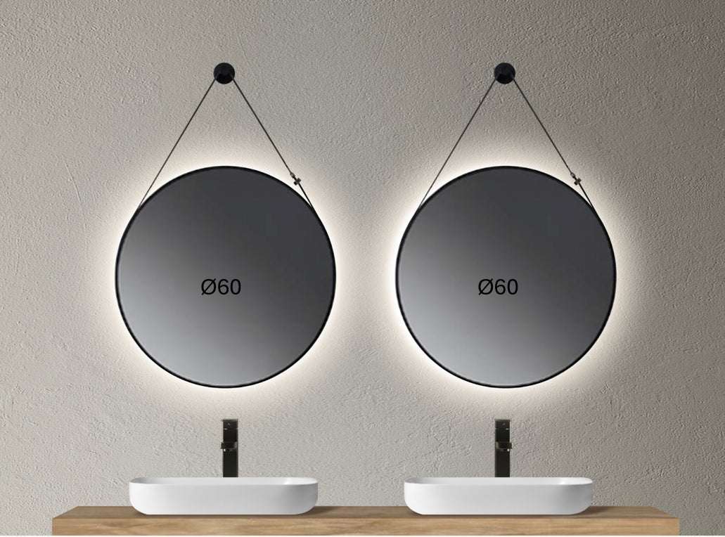 Mueble de baño encimera 2 lavabos 140 + espejos led Mauricio natural