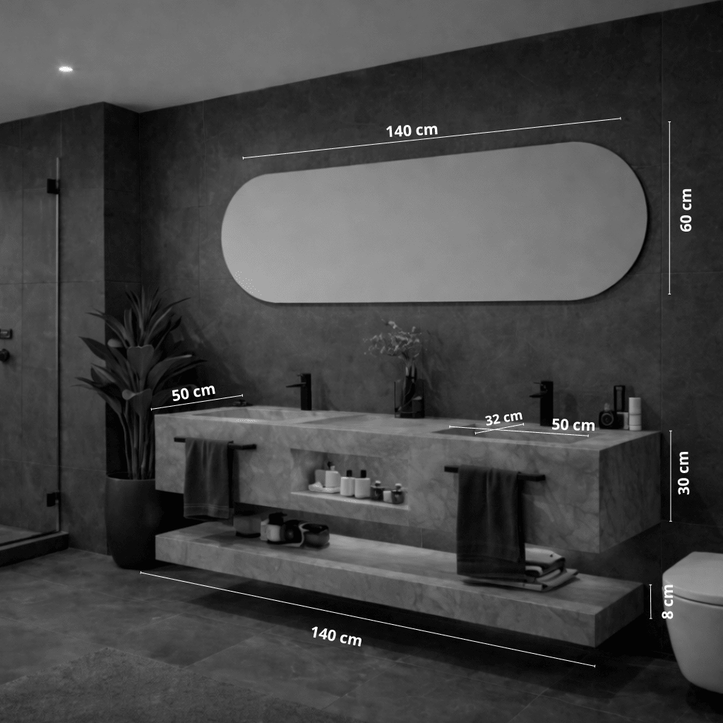 Mueble de baño Milor doble lavabo con espejo oval LED - Vintahome