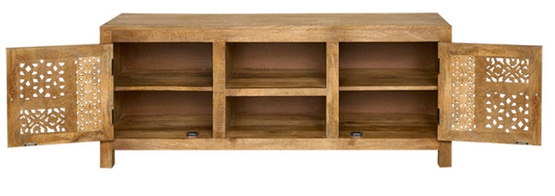 Mueble TV madera de mango tallado Peris - Vintahome