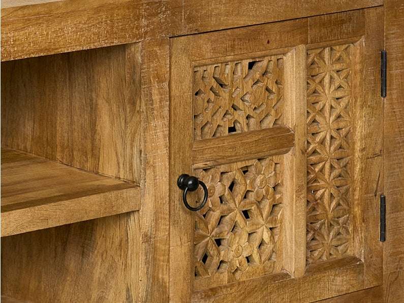 Mueble TV madera de mango tallado Peris