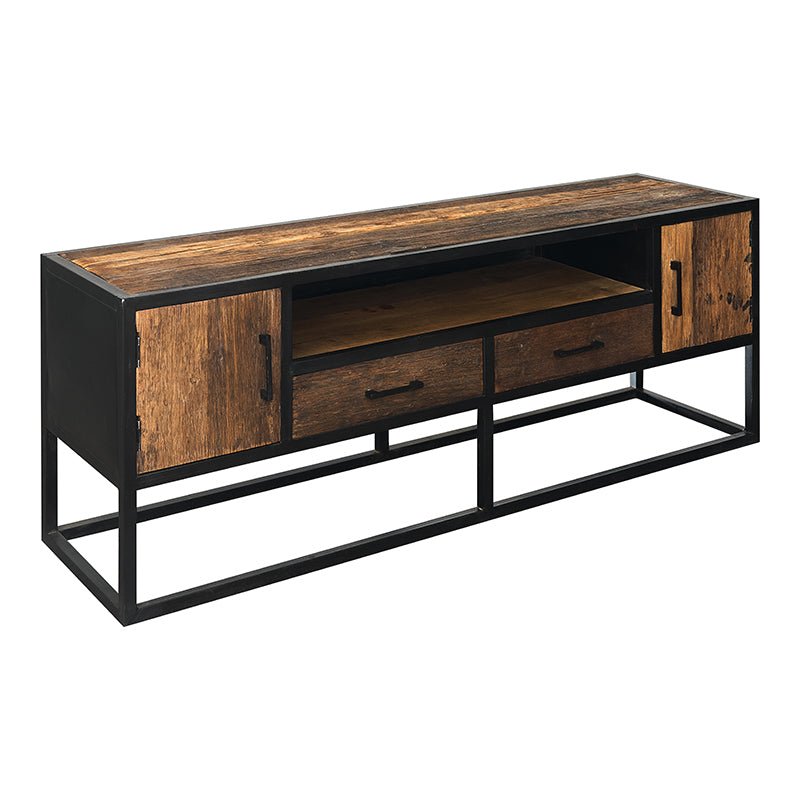 TV-meubel van mangohout en staal