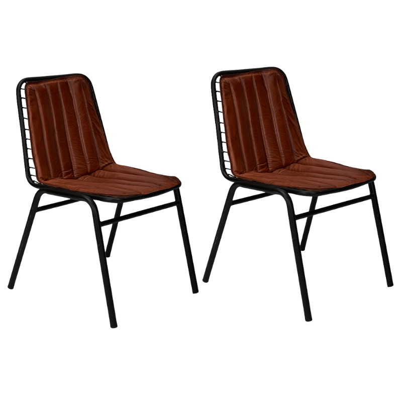 Pack 2 Silla comedor rejilla y acolchado cuero Harry - Vintahome