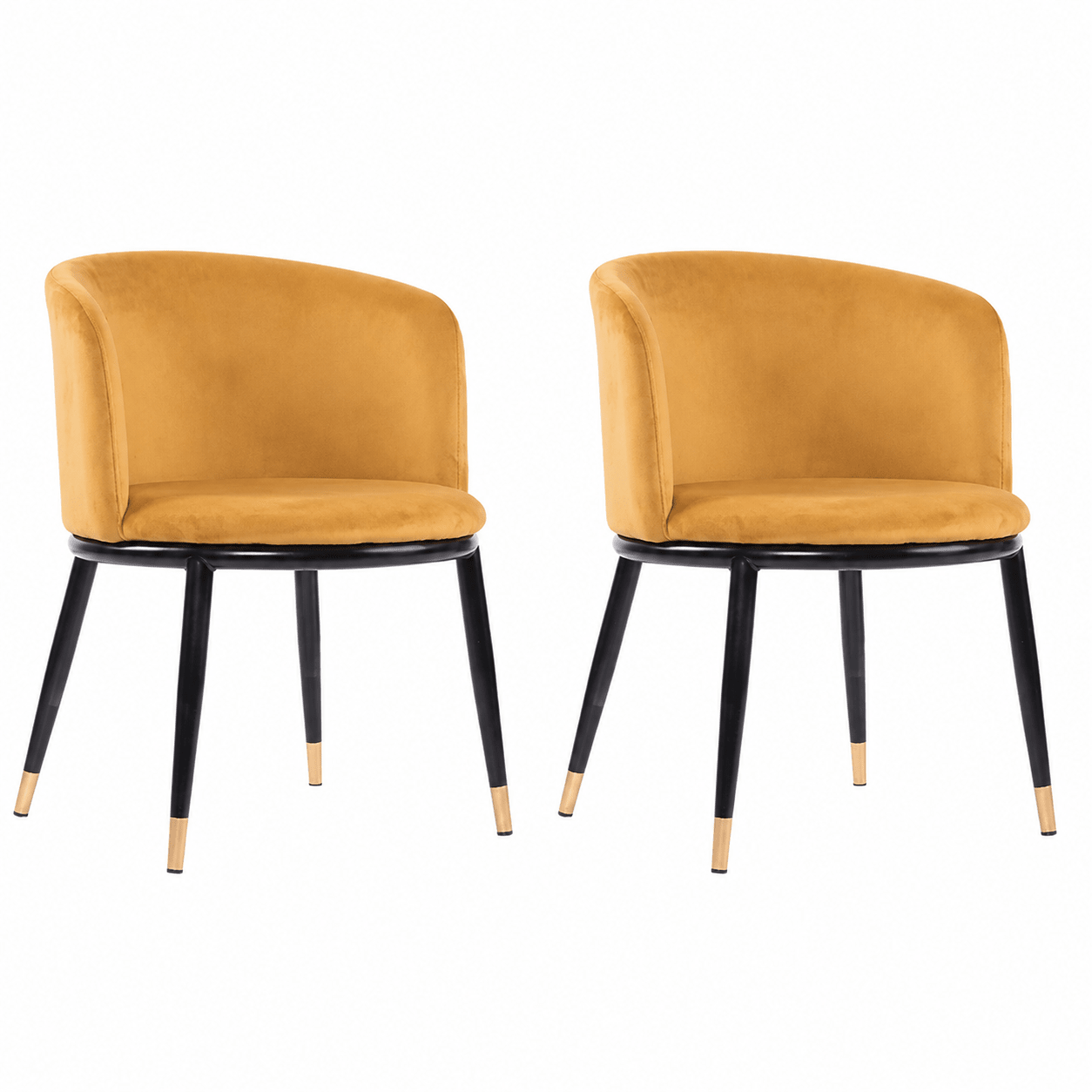 Pack 2 Sillón comedor terciopelo Enid Amarillo - Vintahome