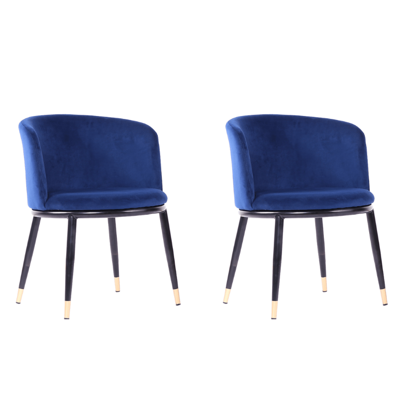 Pack 2 Sillon comedor terciopelo Enid Azul - Vintahome