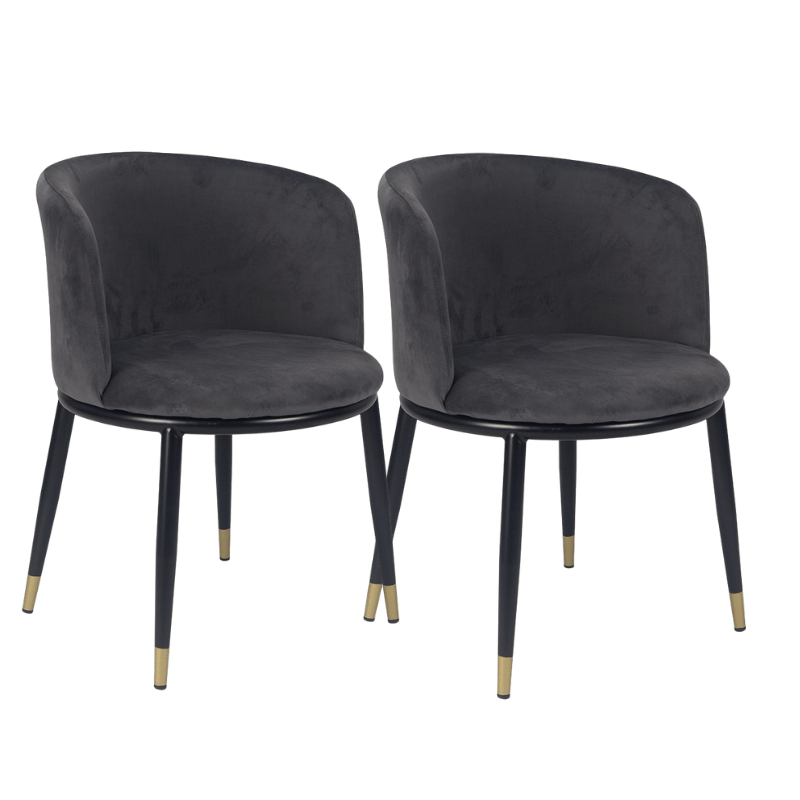 Pack 2 Sillon comedor terciopelo Enid Gris - Vintahome