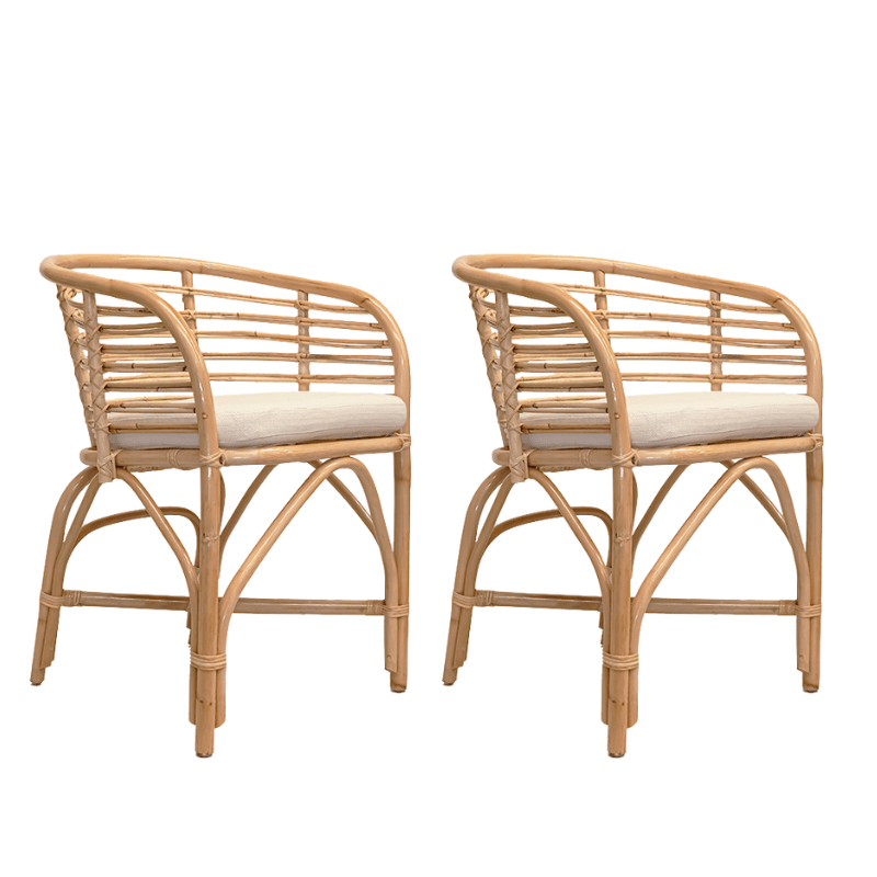 Pack 2 Sillón de comedor con brazos bambú natural Malawi - Vintahome