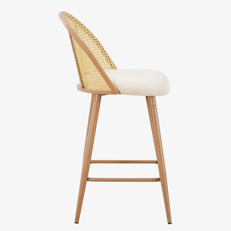 Set van 2 rotan bistrokrukjes gestoffeerde zitting Muler Natural 65cm - Opruiming - Vintahome