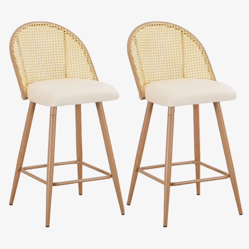 Pacote de 2 bancos bistrô de rattan assento estofado Muler Natural 65cms - Clearance - Vintahome