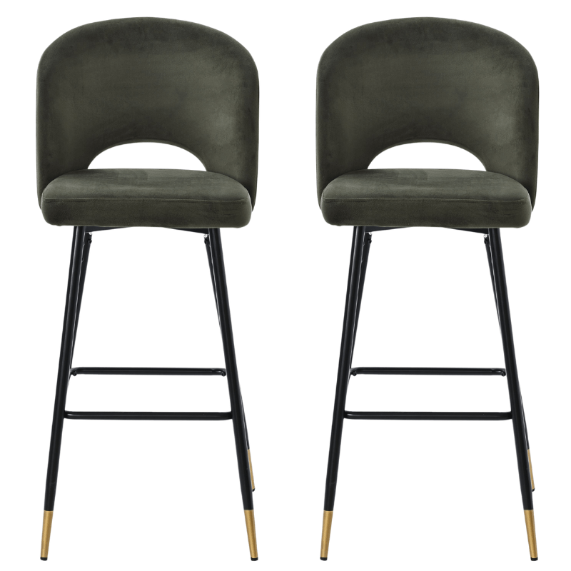 Pack 2 Taburetes de bar alto terciopelo Mavi - Vintahome