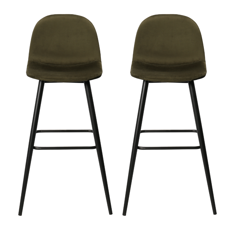 Pack 2 Taburetes de bar terciopelo H75cms Bravus - Vintahome