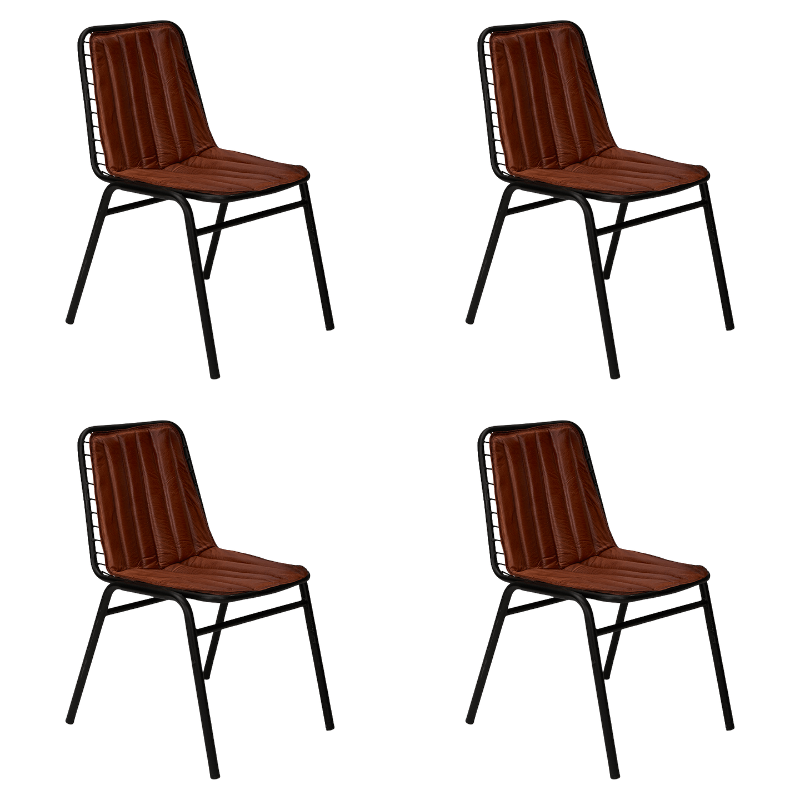 Pack 4 Silla comedor rejilla y acolchado cuero Harry - Vintahome