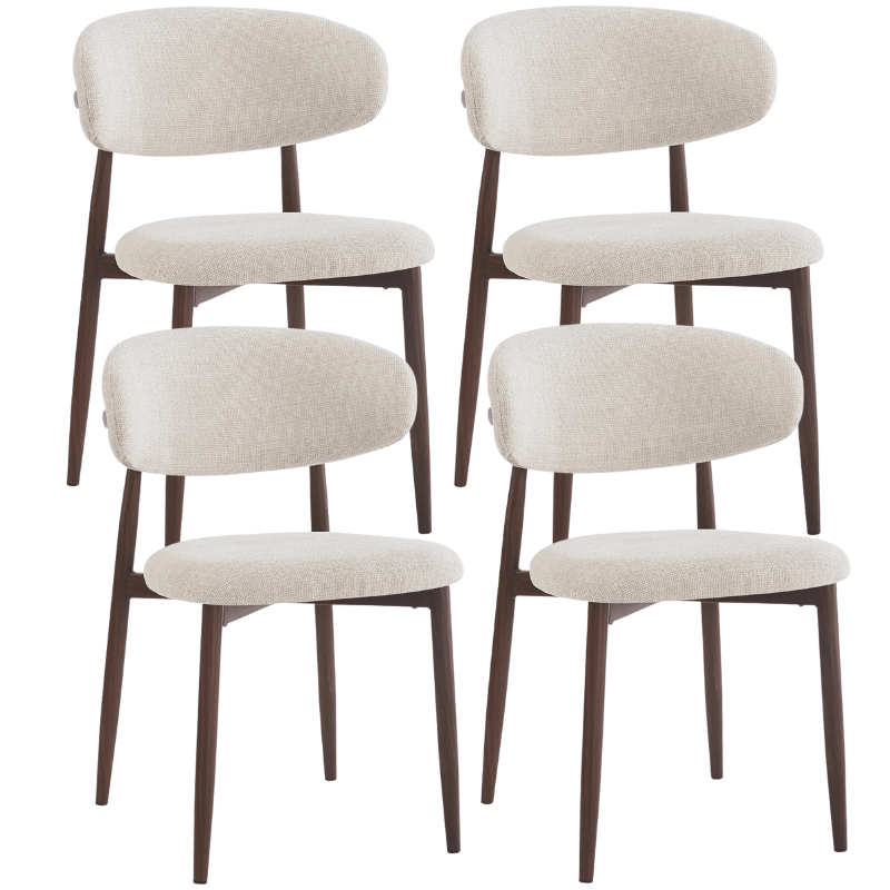 Lot de 4 chaises de salle à manger nordiques en acier noyer Olimpo
