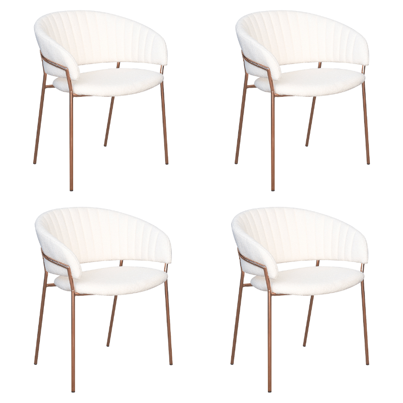 Pack 4 Sillas de comedor acero metalizado bouclé blanco Izma - Vintahome