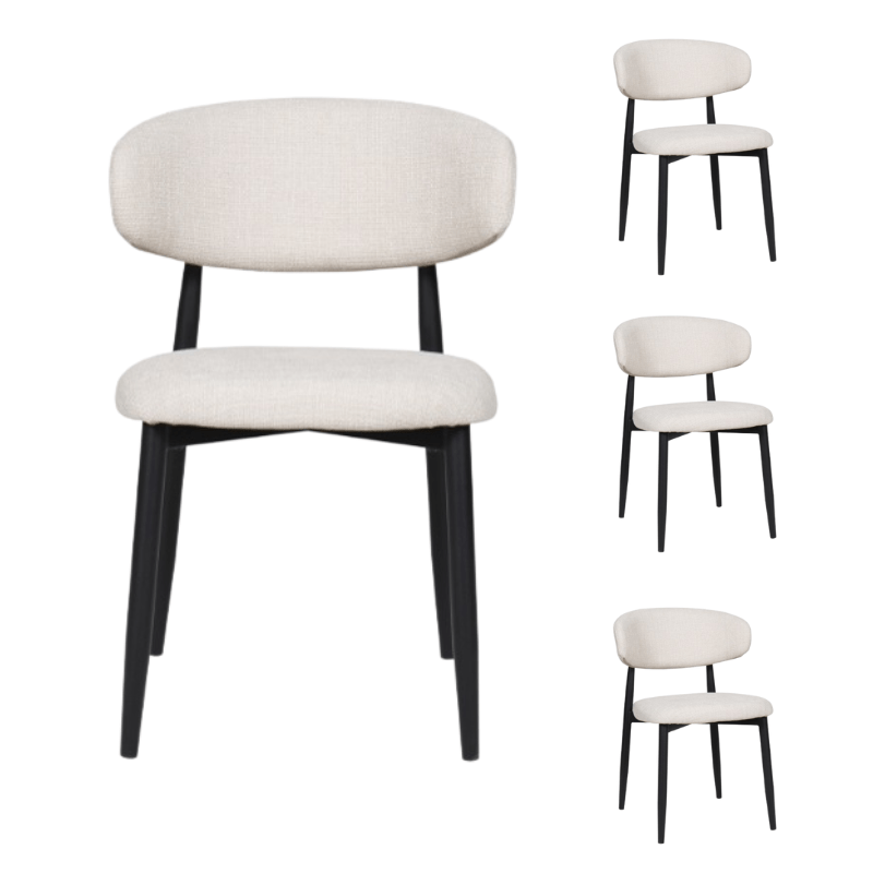 Pack 4 Sillas de comedor nórdica acero negro Olimpo - Vintahome