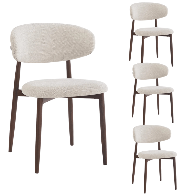 Pack 4 Sillas de comedor nórdica acero nogal Olimpo - Vintahome