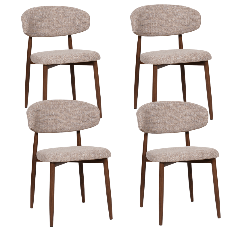 Pack 4 Sillas de comedor nórdica acero nogal Olimpo beige - Vintahome