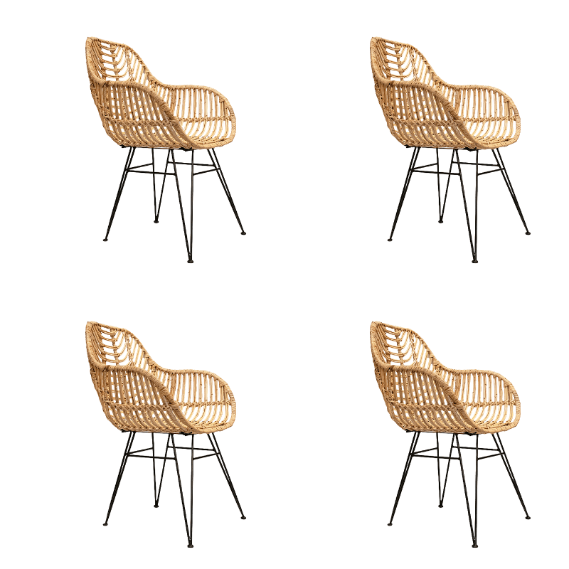 Pack 4 Sillon comedor de ratán Lionel natural - Vintahome