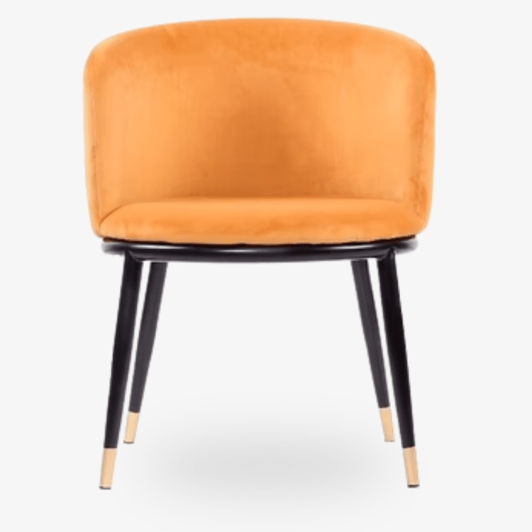 Pack 4 Poltrona de Jantar Enid Veludo Amarelo - Vintahome