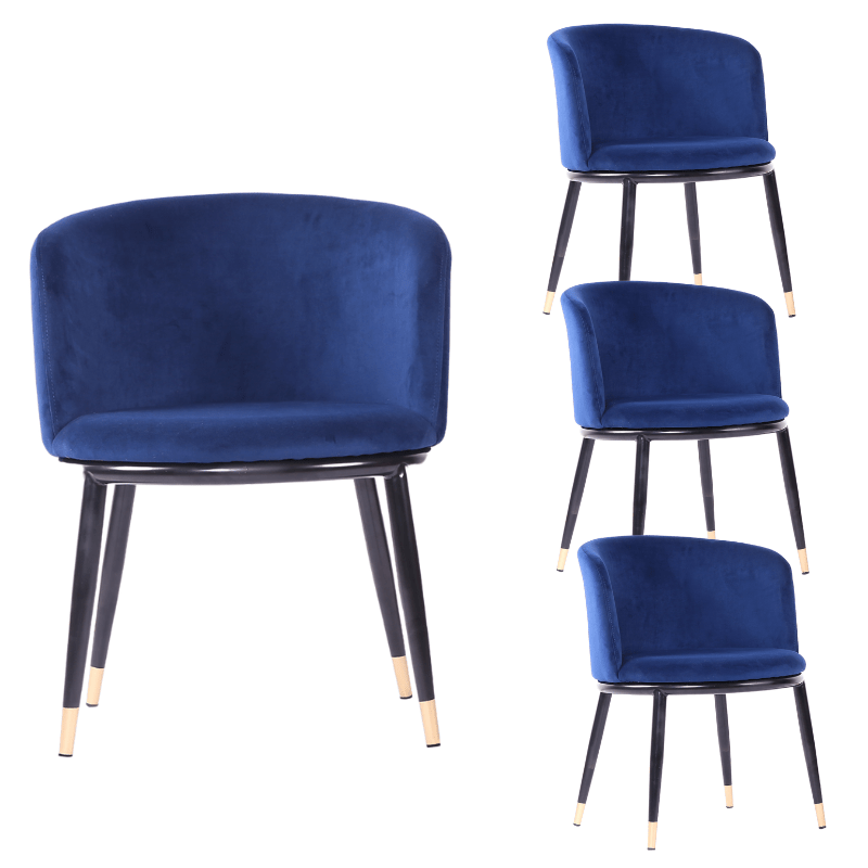 Pack 4 Sillon comedor terciopelo Enid Azul - Vintahome