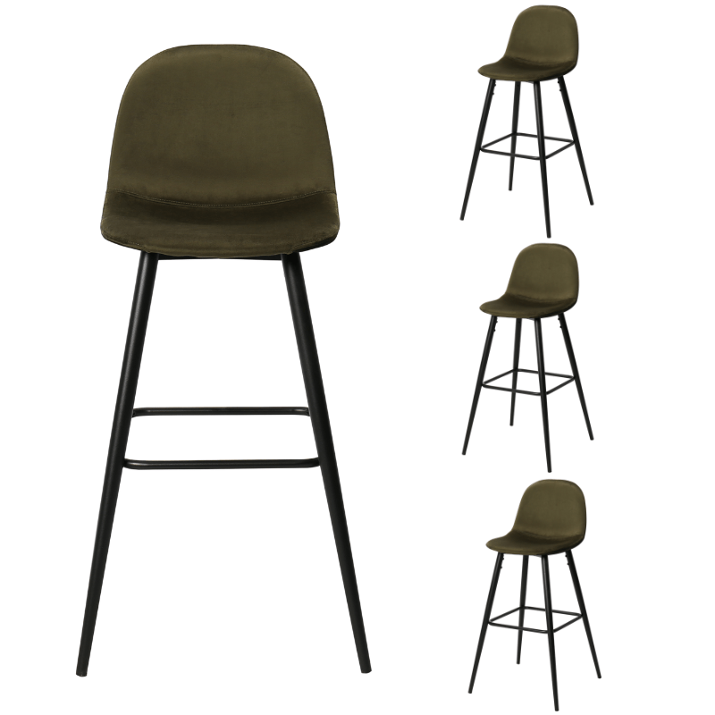 Pack 4 Taburetes de bar terciopelo H75cms Bravus - Vintahome