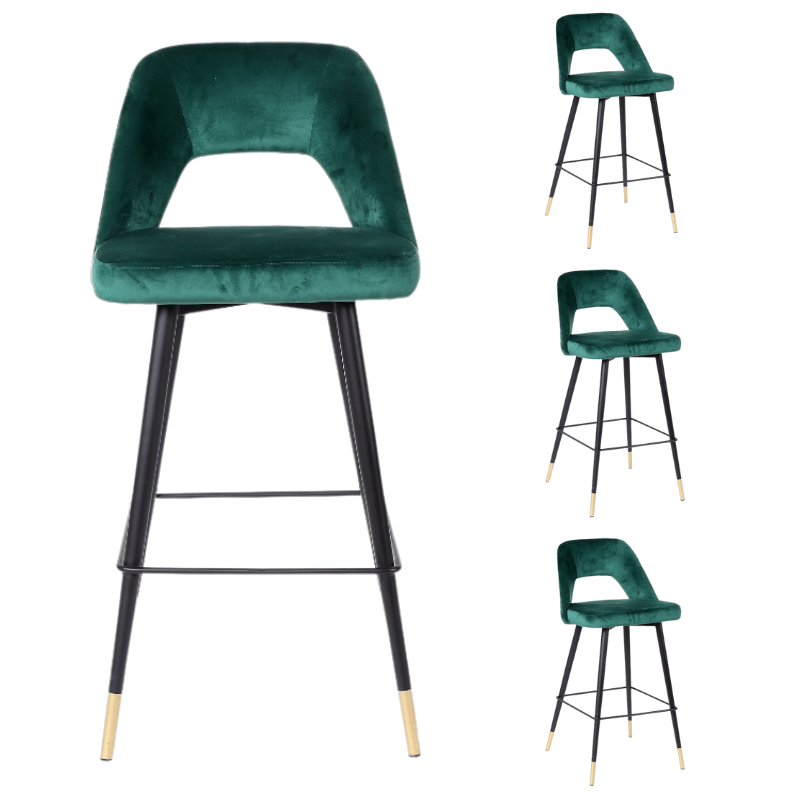 Pack 4 Taburetes de bar velvet Zaima - Vintahome