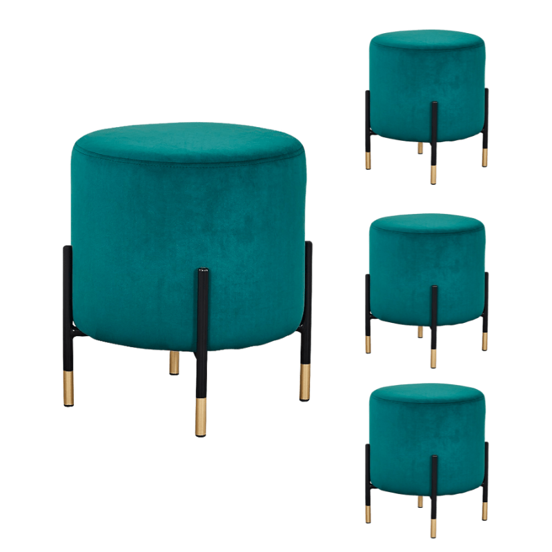 Pack 4 Taburetes puff bajo Enid terciopelo - Vintahome