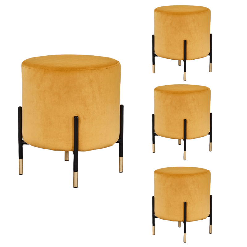 Pack 4 Taburetes puff bajo Enid terciopelo - Vintahome