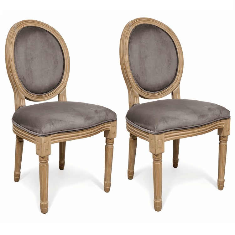 Pack de 2 Sillas de comedor Versalles terciopelo taupe - Vintahome